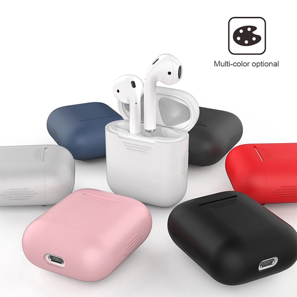 Hộp đựng bảo vệ tai nghe bằng silicon đồng màu cho Apple Airpods