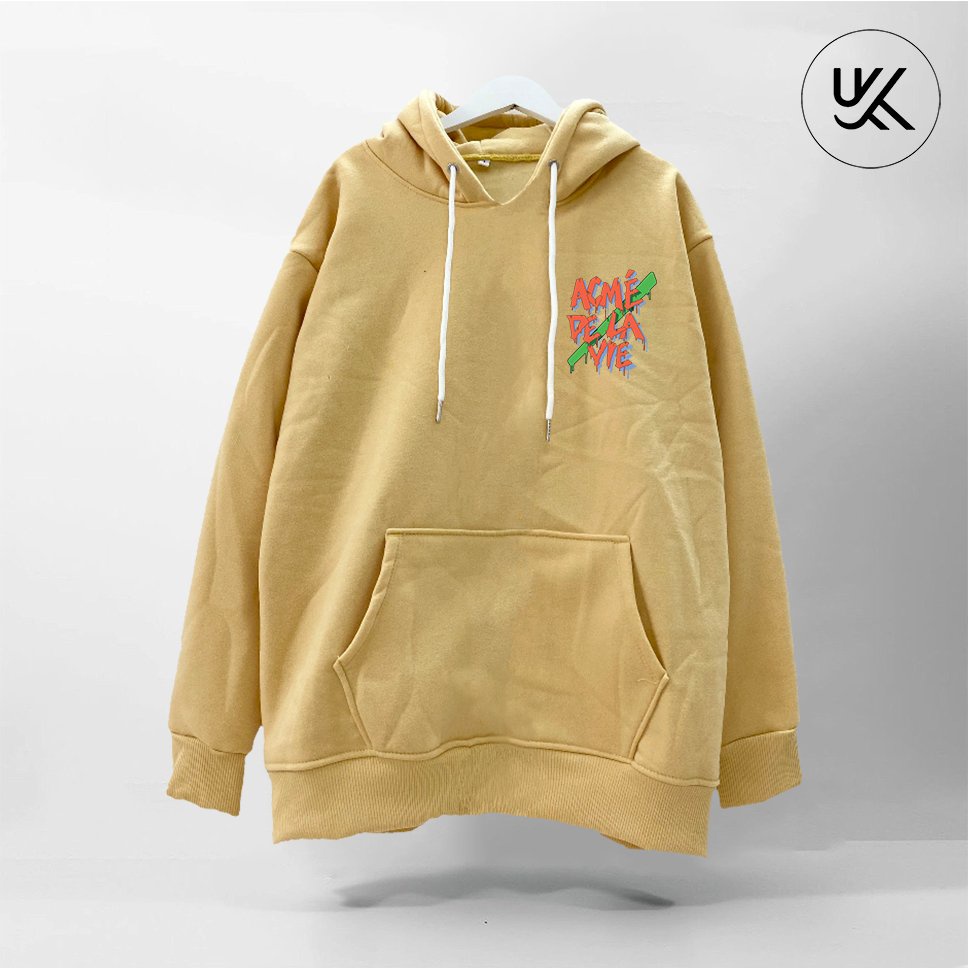 Áo khoác Nỉ HOODIE ADLV Oversize, Form dáng RỘNG màu xám xanh khói, be, nỉ bông Cao Cấp Unisex Nam Nữ - KKIMShop