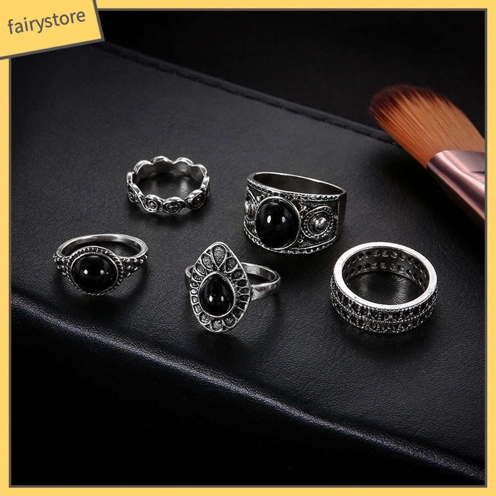 Set 5 Nhẫn Đeo Khớp Ngón Tay Phong Cách Cổ Điển Thời Trang Cho Nữ