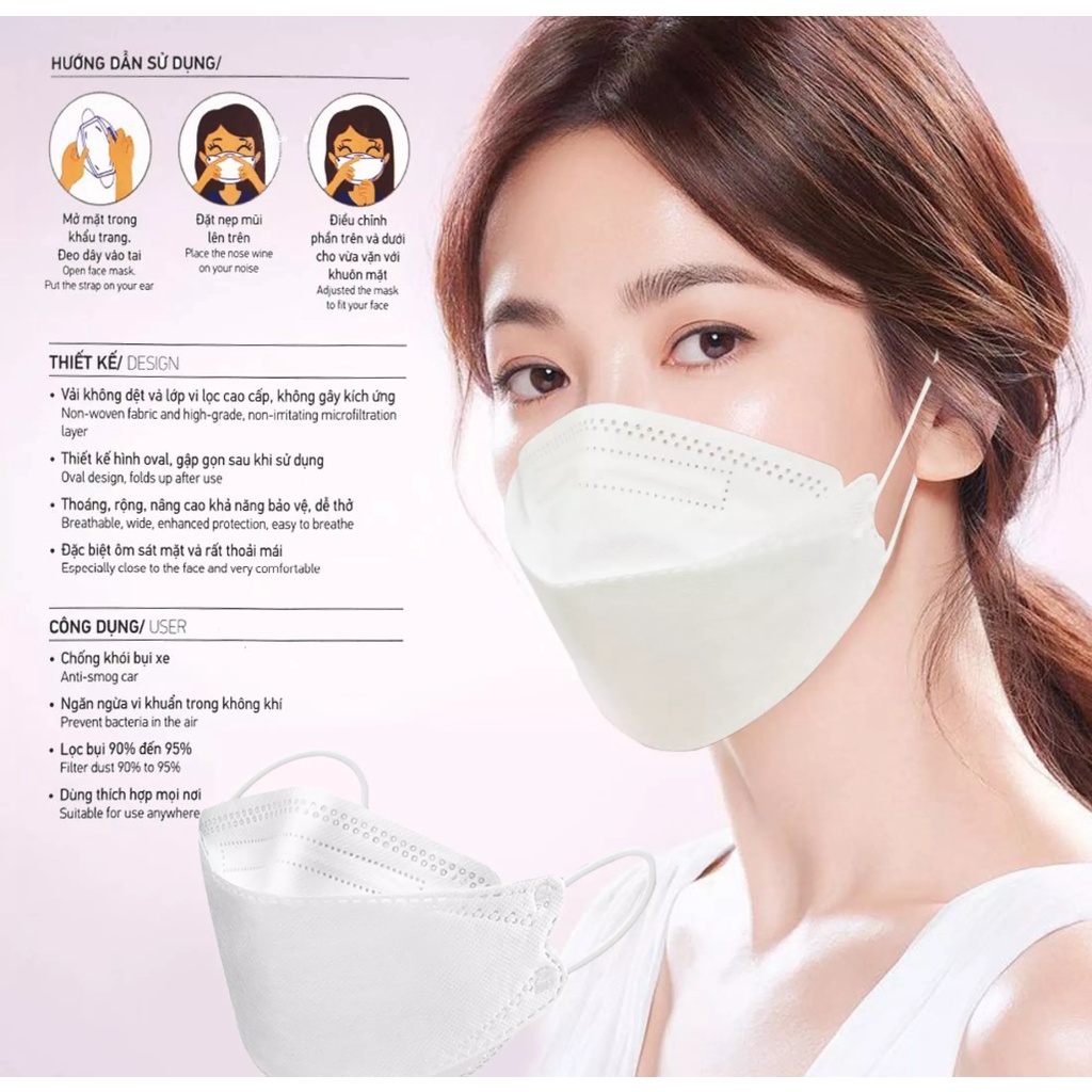 Khẩu trang 4D KF94  4 lớp chống bụi mịn kháng khuẩn DC mask cao cấp (HÀNG CTY)