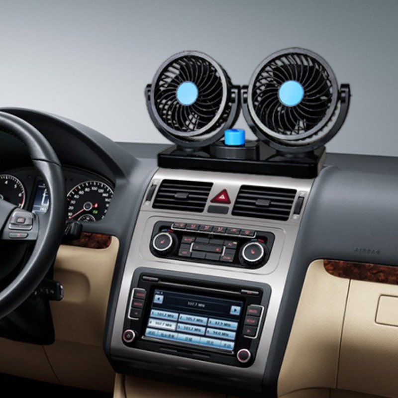 Quạt đôi xoay 360 độ thông minh trên ô tô nguồn 12V