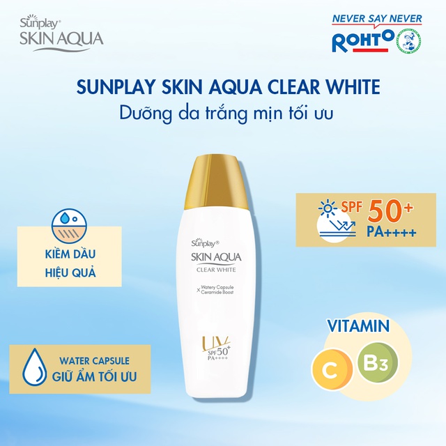 Sữa chống nắng hằng ngày dưỡng trắng cho da dầu Sunplay Skin Aqua Clear White SPF 50+ PA++++ 55g | BigBuy360 - bigbuy360.vn