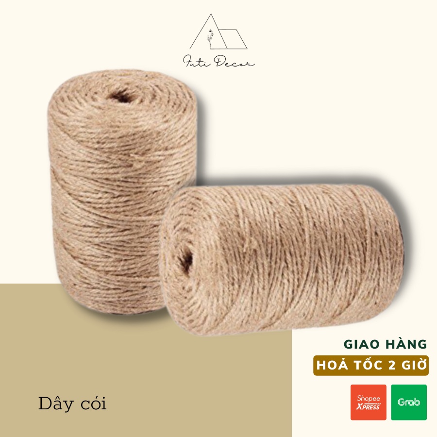 Cuộn dây cói 100m, dây gai trang trí vintage