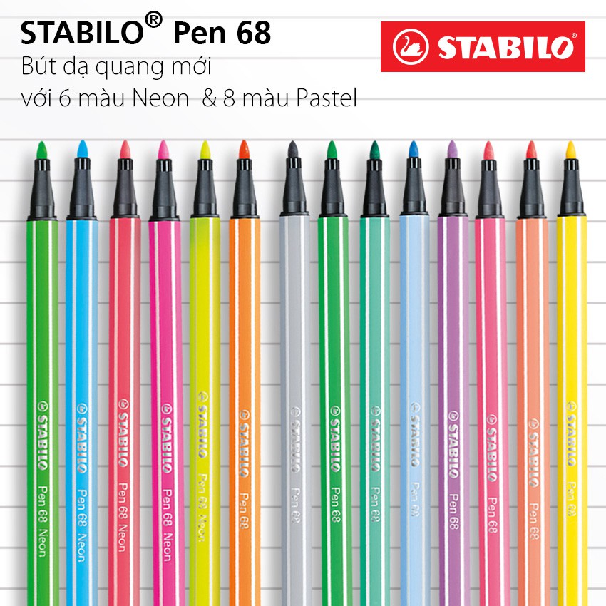 Bút lông STABILO Pen 68 1.0mm 20 màu + Tuyển tập tô màu SVCB (PN6820CB)