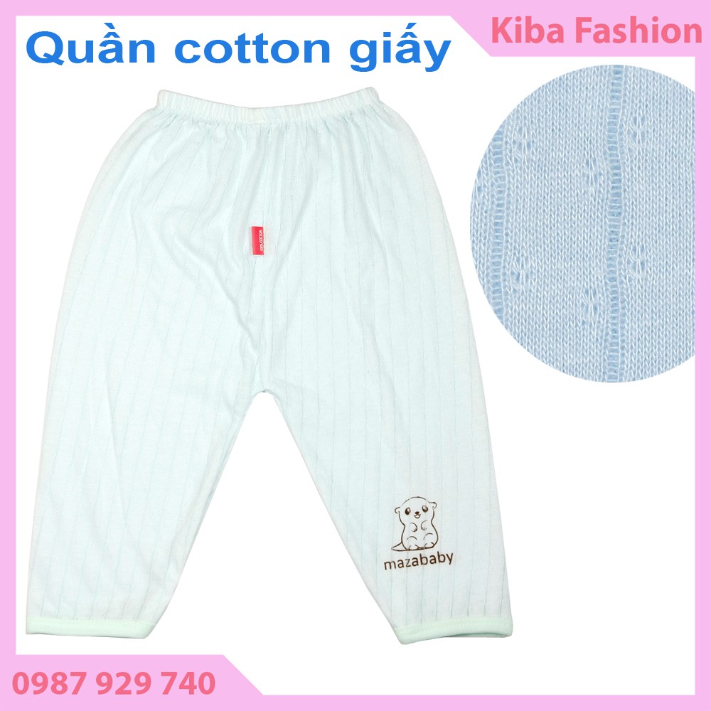 Set 2 chiếc Quần dài cotton giấy cho bé trai/ gái từ 2-9kg - QD -HMA0450 ( Hình in màu sắc thay đổi theo lô hàng )