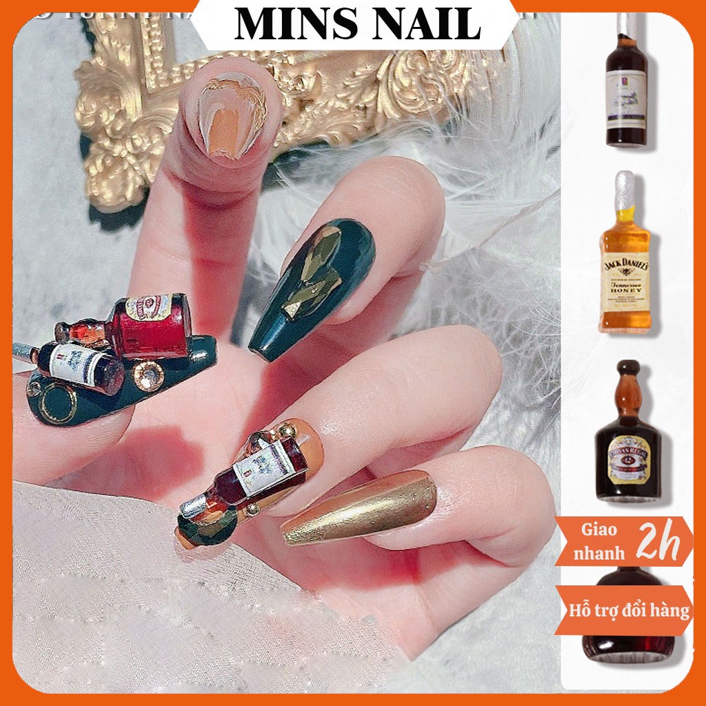 Charm nail, Charm chai rựu đính móng hàng siêu hót độc lạ lẻ cái