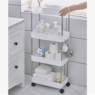 Giá kệ 4 tầng/ 3 tầng dạng xe đẩy để đồ dùng nhà tắm, gia vị nhà bếp tiện lợi khung inox siêu bền, có bánh xe di chuyển