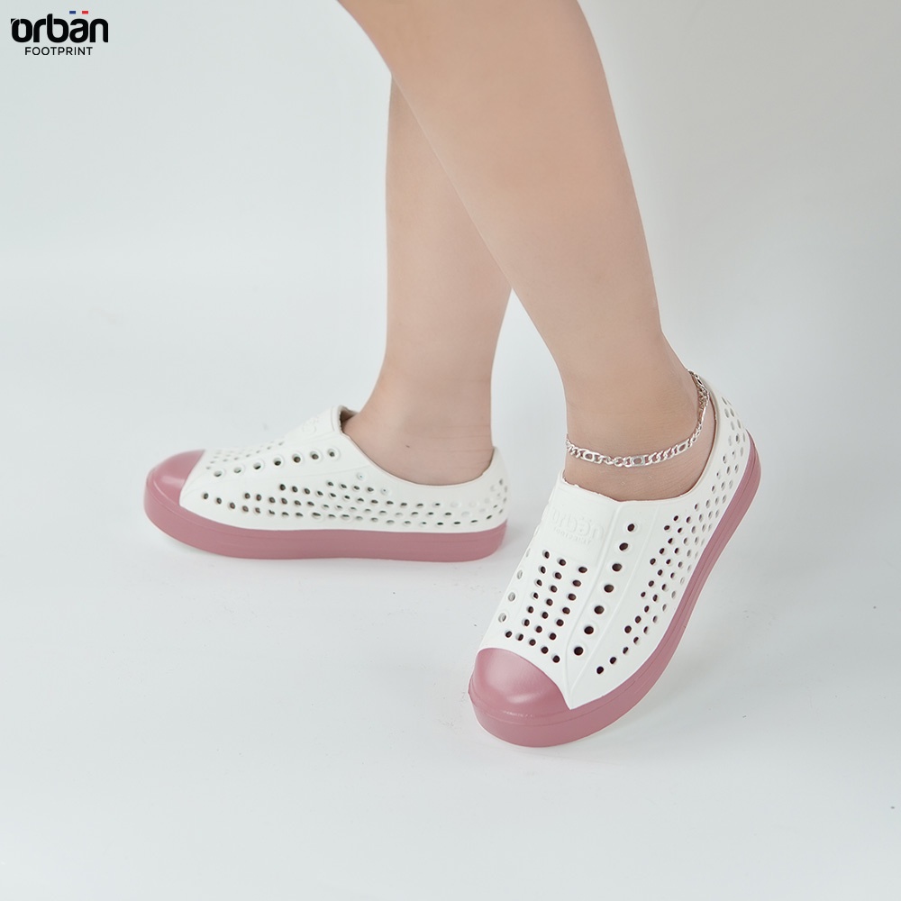 Giày Trẻ em Eva siêu nhẹ, siêu mềm dẻo Urban chống thấm nước trắng hồng (D2001 KID4)