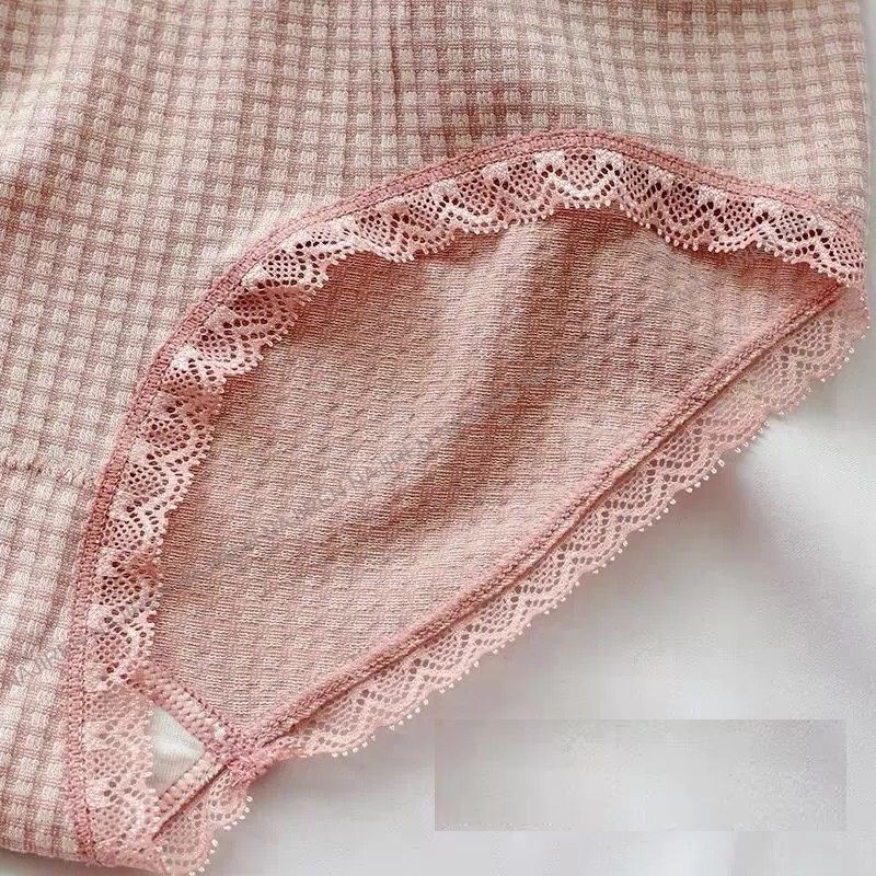 Quần lót nữ ren cotton kháng khuẩn sexy dễ thương cute Kẻ Ô Viền Ren QL04