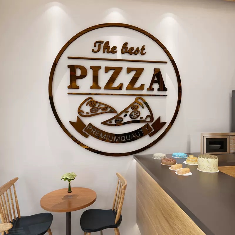 Tranh dán tường mica dán nổi pizza trang trí quán ăn nhanh, cafe, trà sữa, tiệm pizza