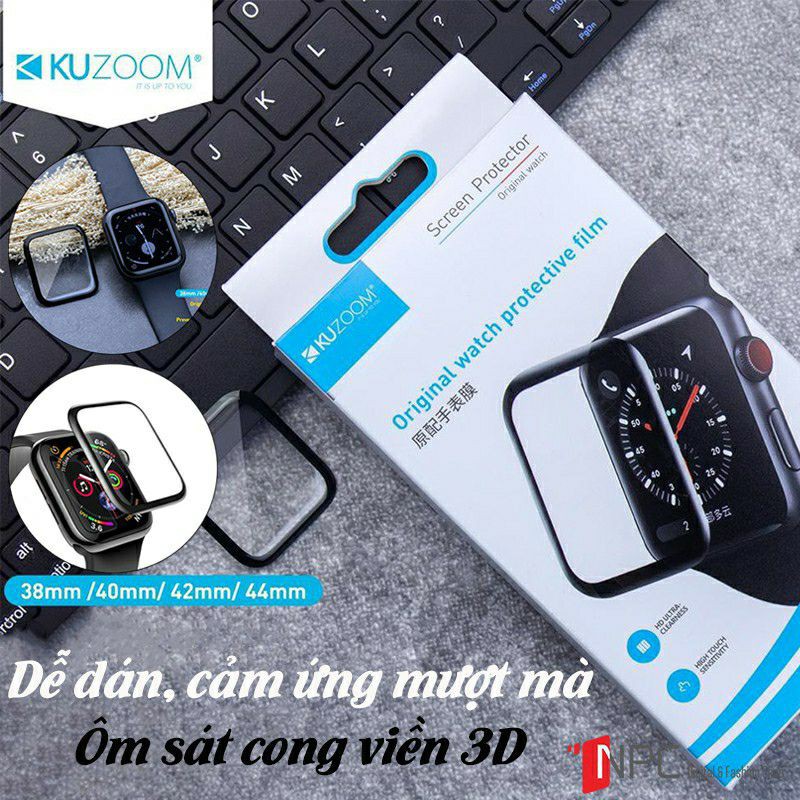 Miếng Dán Cường Lực DẺO Apple Watch Kuzoom 3D - 38mm 40mm 42mm 44mm series 5 / 4 / 3 / 2 / 1