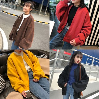 Sale 69% Áo khoác bomber phối nút phong cách Hàn Quốc đơn giản, Yellow,2XL Giá gốc 311000đ- 23F97