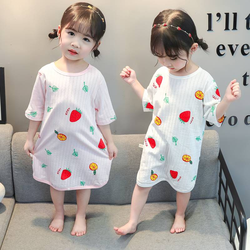 Đầm Ngủ Vải Cotton Tay Lỡ Thiết Kế Dễ Thương Cho Bé Gái Từ 1-3 Tuổi