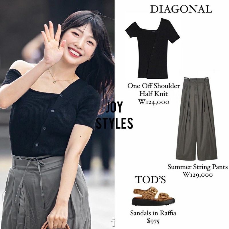 Áo lên gân lệch vai giống Joy Red Velvet, Karina aespa