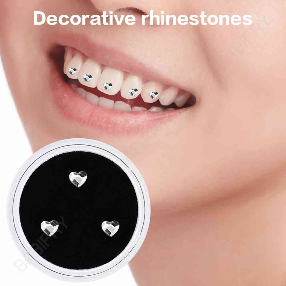 Bộ 3 Đá Trang Sức Nha Khoa Hình Trái Tim Đính Đá