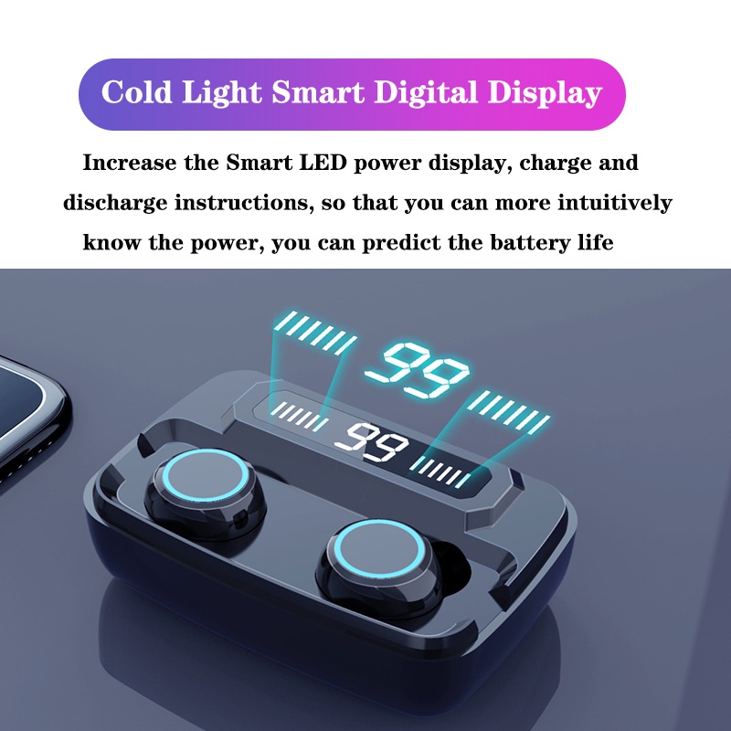 Tai nghe Bluetooth M11 TWS cảm ứng LED âm thanh HIFI chống nước IPX7 Pin 3000, BH 12th