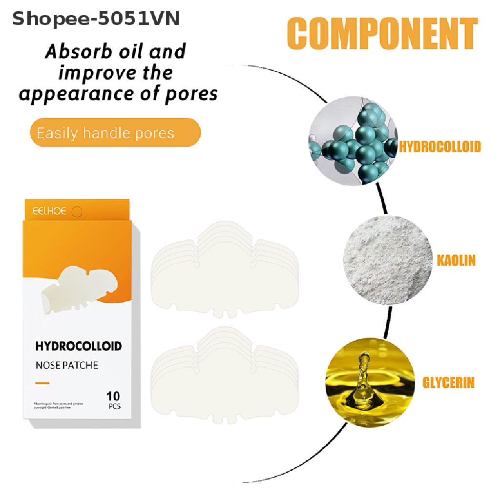 Set 10 miếng dán mũi lột mụn đầu đen Hydrocolloid làm sạch sâu chăm sóc da
