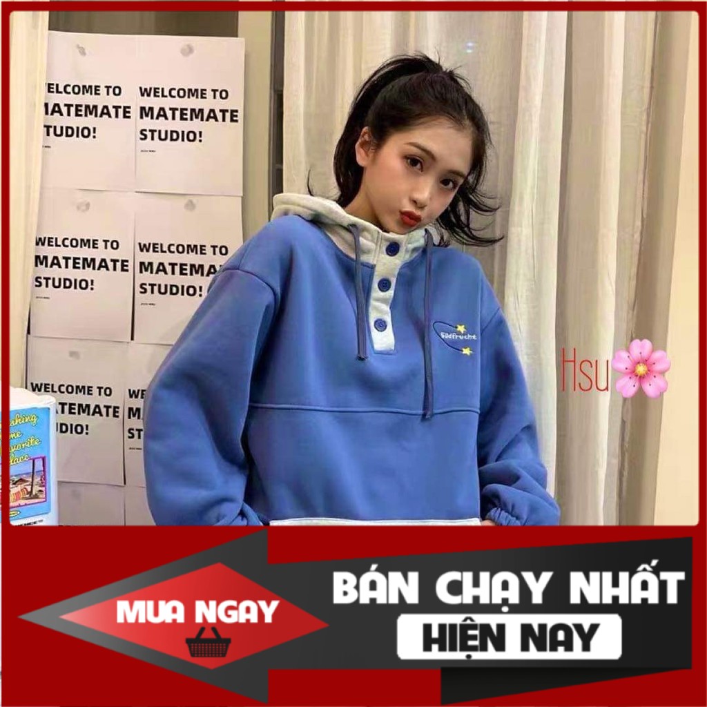 Áo Hoodie Nam Nữ Thu Đông Giá Rẻ Cho Học Sinh Mặc Đi Học, Đi Chơi Siêu Đẹp - Áo hoodie phối túi Sud ngôi sao HSU0920