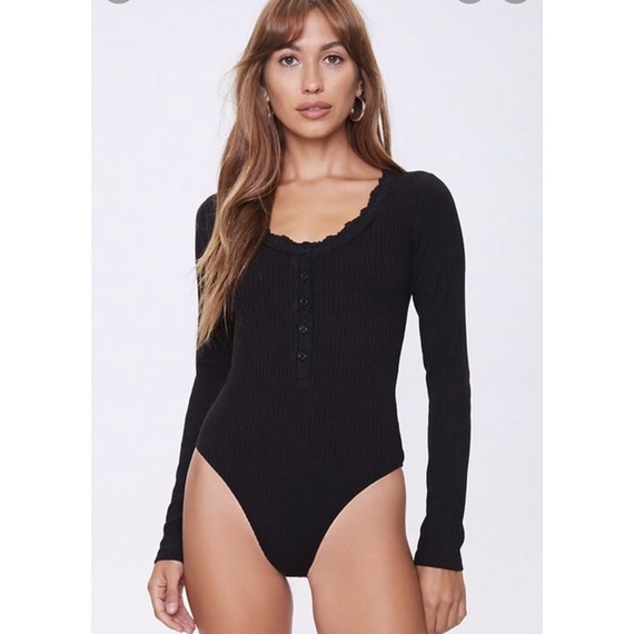 Combo Bodysuit len cổ ren tay dài A775