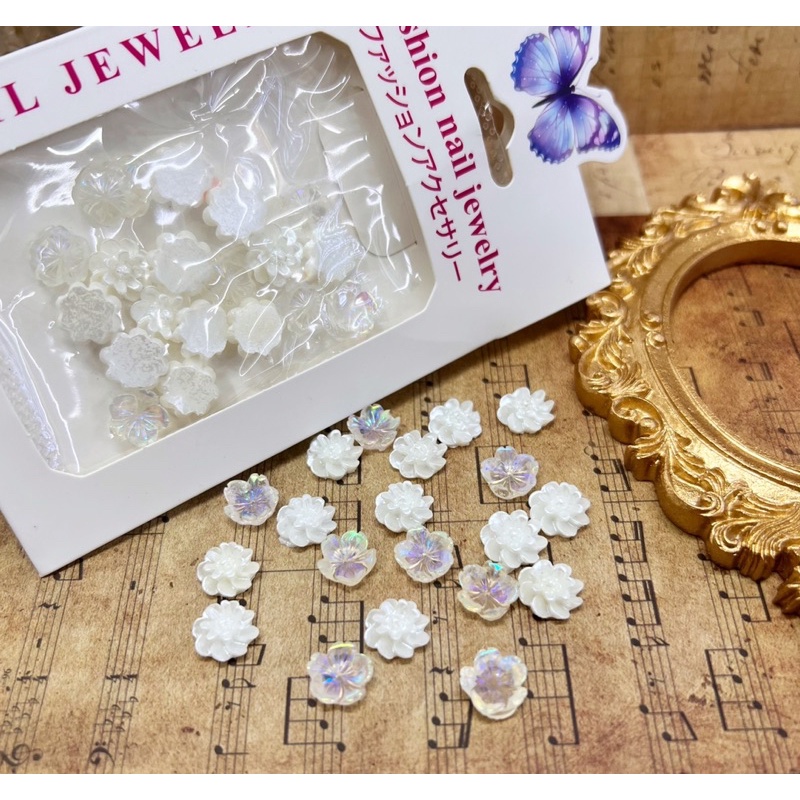 Charm hoa 7 màu mix nhũ lấp lánh