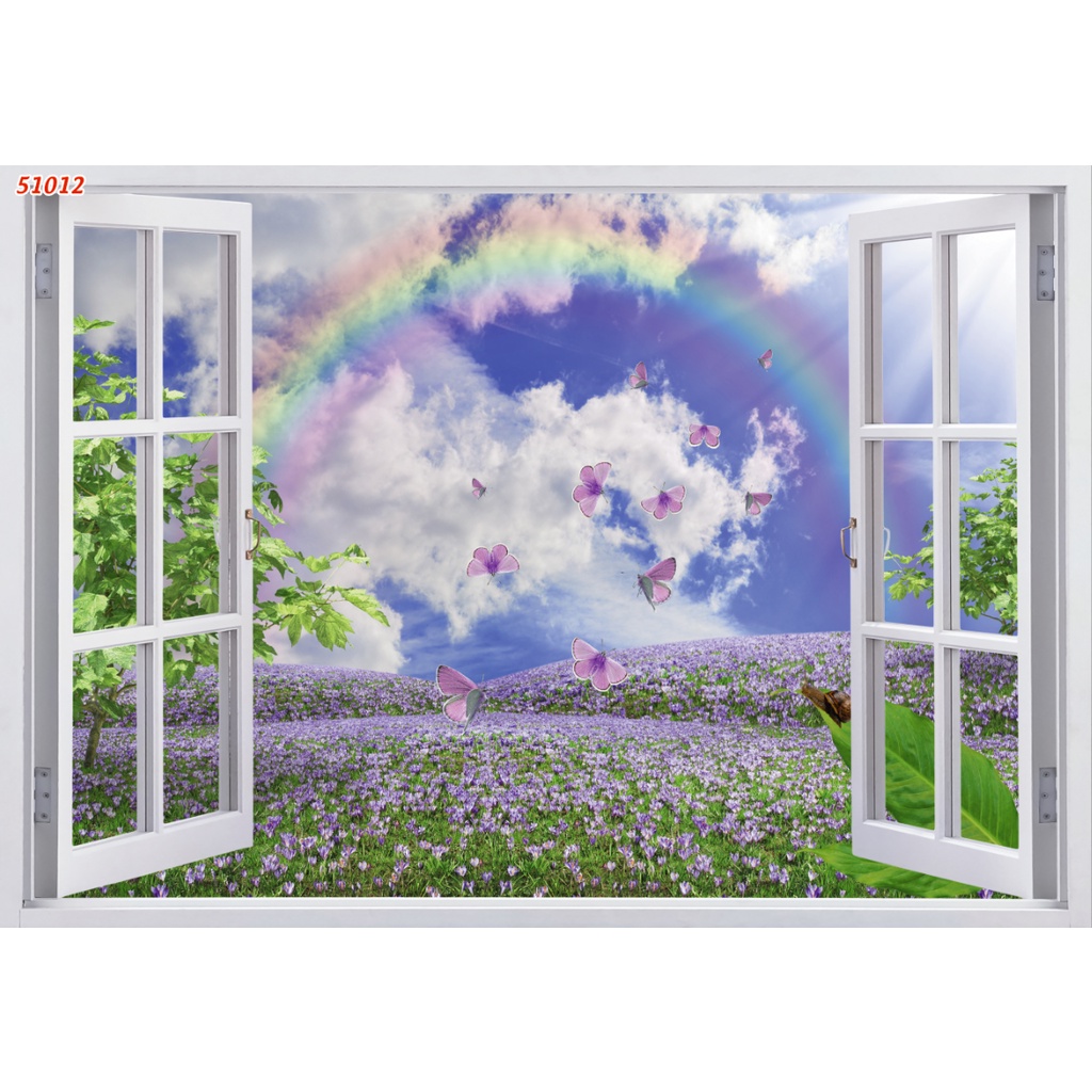 Tranh dán tường 3D khung cửa sổ sang trọng, lịch sự mẫu mã đẹp mắt, phù hợp nhiều không gian
