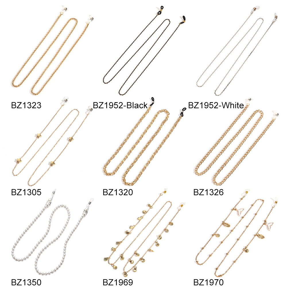 (Hàng Mới Về) Dây Đeo Mắt Kính Chống Trượt Bằng Kim Loại Đính Ngọc Trai Thời Trang Cho Nữ