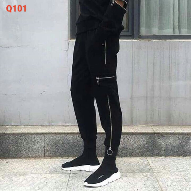 &lt; FREESHIP &gt; Quần jogger kaki phối khóa hàng y hình (ko giống hoàn tiền)