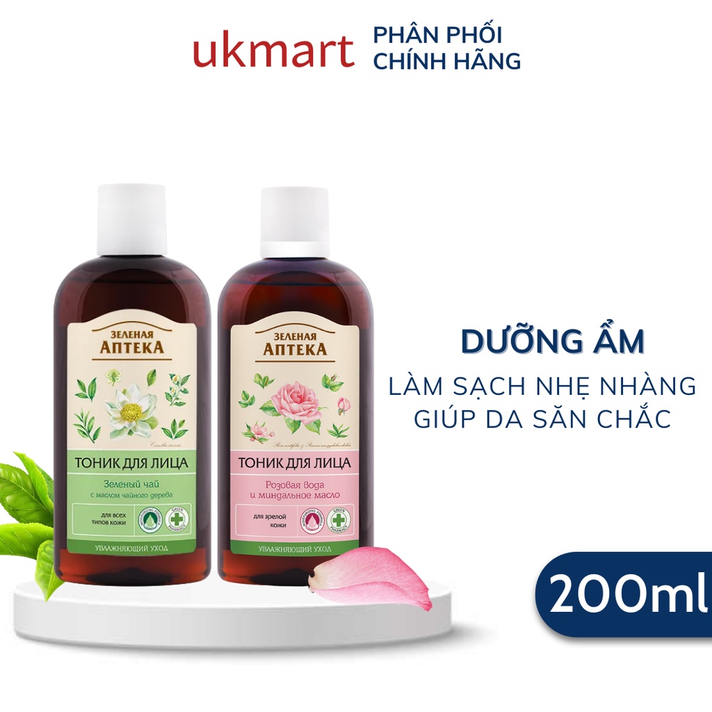 Nước Hoa Hồng Green Pharmacy Apteka Toner Anteka Hoa Hồng &amp; Hạnh nhân 200ml