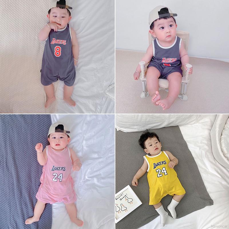 Bộ Áo Liền Quần Sát Nách Phong Cách Bóng Rổ Hàn Quốc Cho Bé
