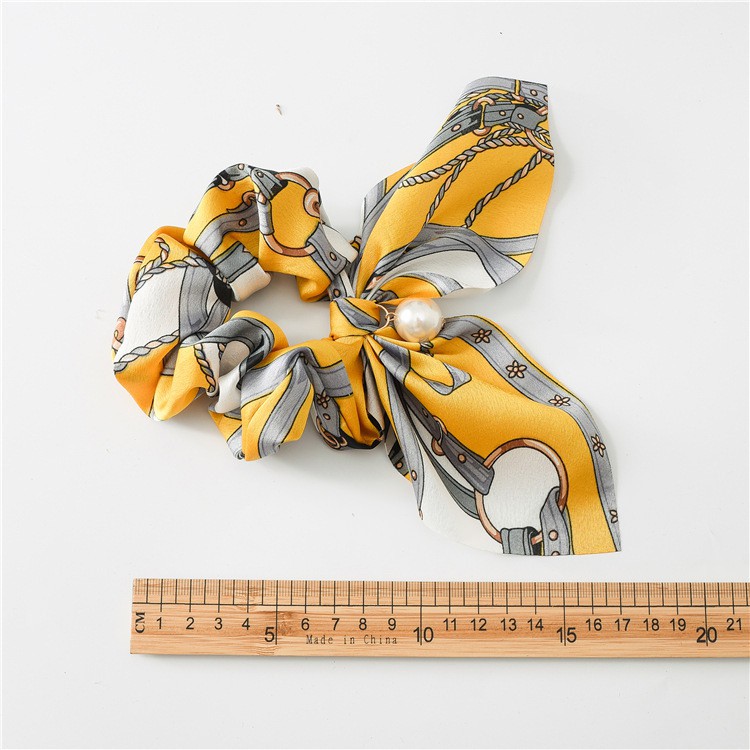 [Hàng Xịn, Giá Tốt] Cột Tóc Nơ Scrunchies Lụa Satin Đính Hạt Thổ Cẩm Nhiều Màu - HANDMADE  - Mã SC004