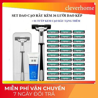 [RẺ VÔ ĐỐI] Bộ Dao Cạo Dâu Cho Nam Kèm 36 Lưỡi Dao Cạo Cùng 1 Lọ Kem Cạo Dâu,  Dụng Cụ Làm Đẹp Cho Nam