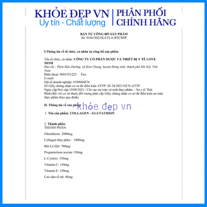 Viên uống đẹp da Glutathione Collagen 2000mg giúp sáng mịn da , chống lão hóa , tăng sức đề kháng – Hộp 30 viên