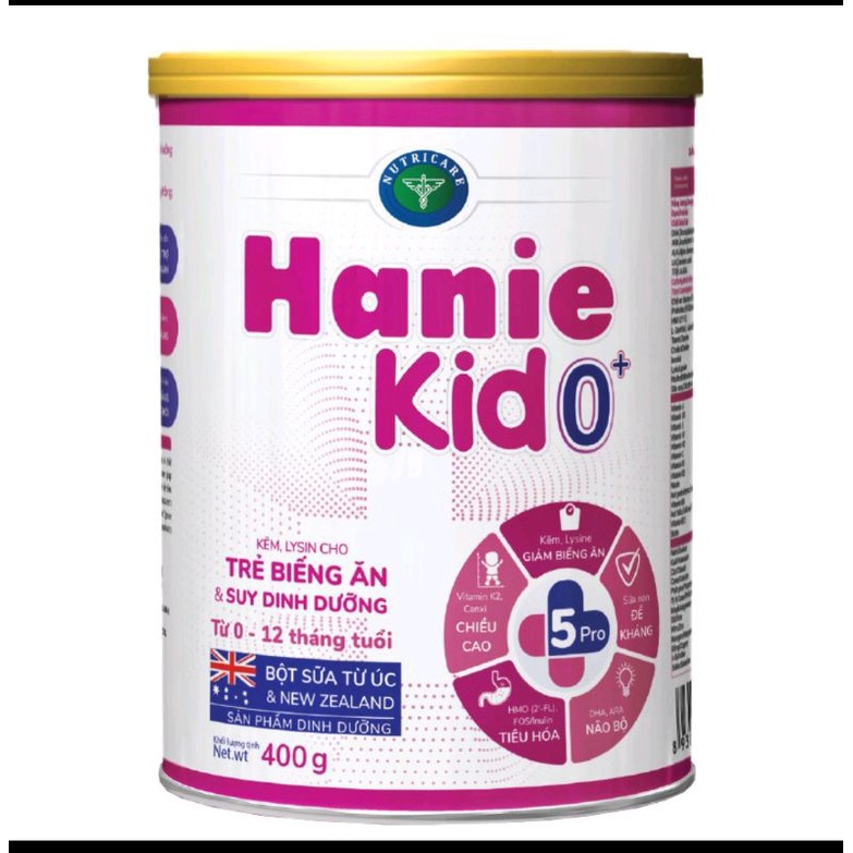 sữa bột haniekid 900g biếng ăn suy dinh dưỡng