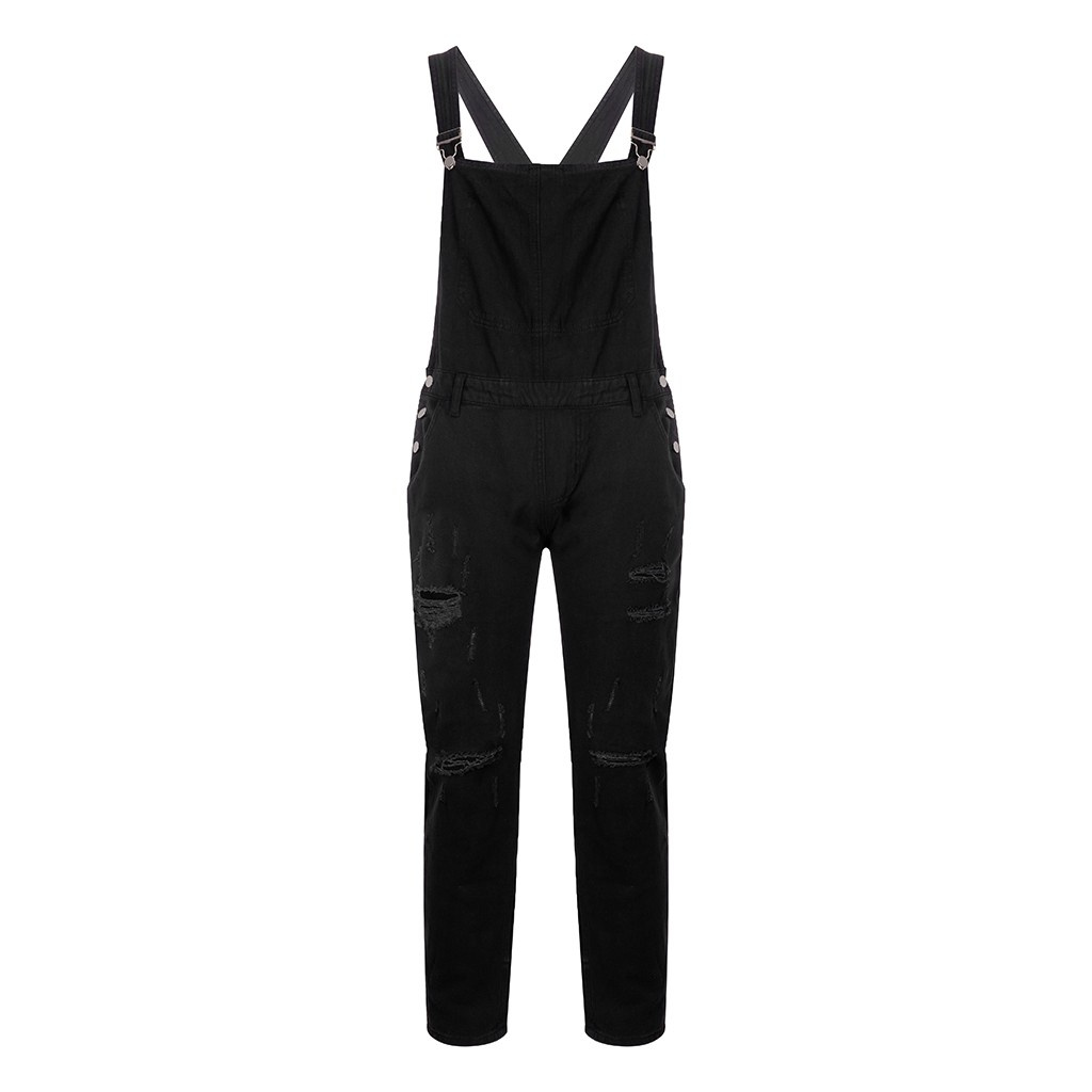 janesame_Mens  Button Pocket Jeans Overall Jumpsuit  Streetwear  Overall Suspender Pants