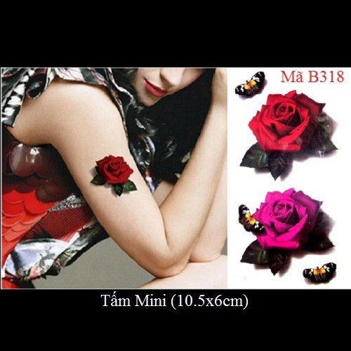 Xăm dán tattoo hoa hồng B318