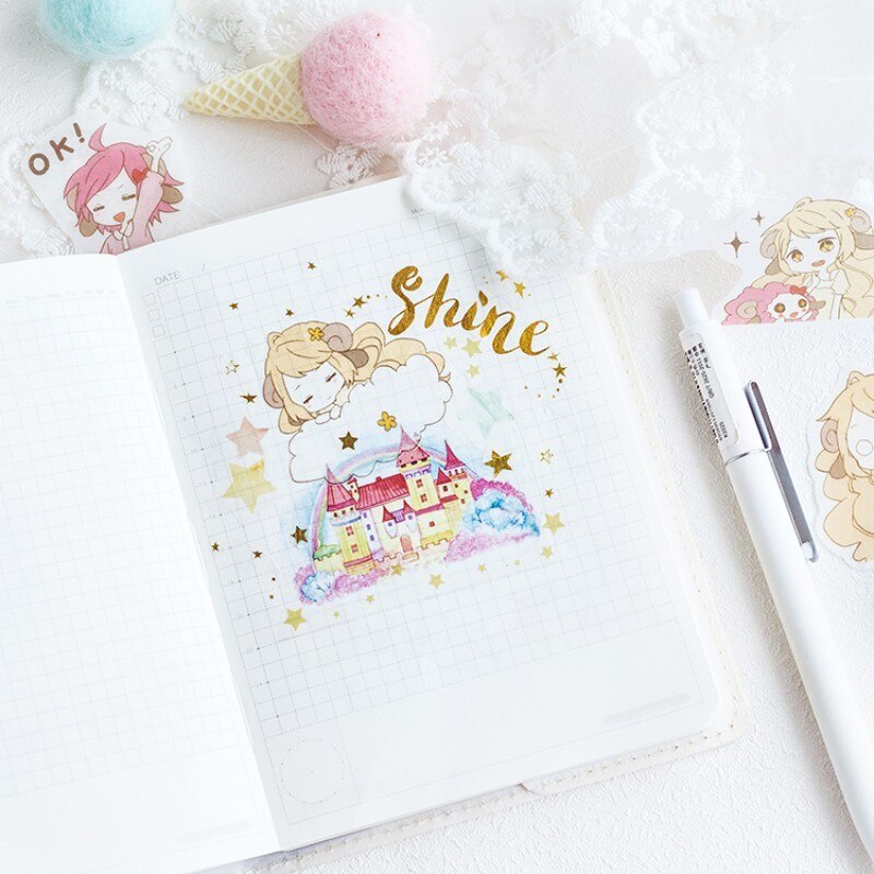 🔥HOT SALE🔥 Set 30 Tấm  Hình Dán Washi Sticker Trang Trí Sổ