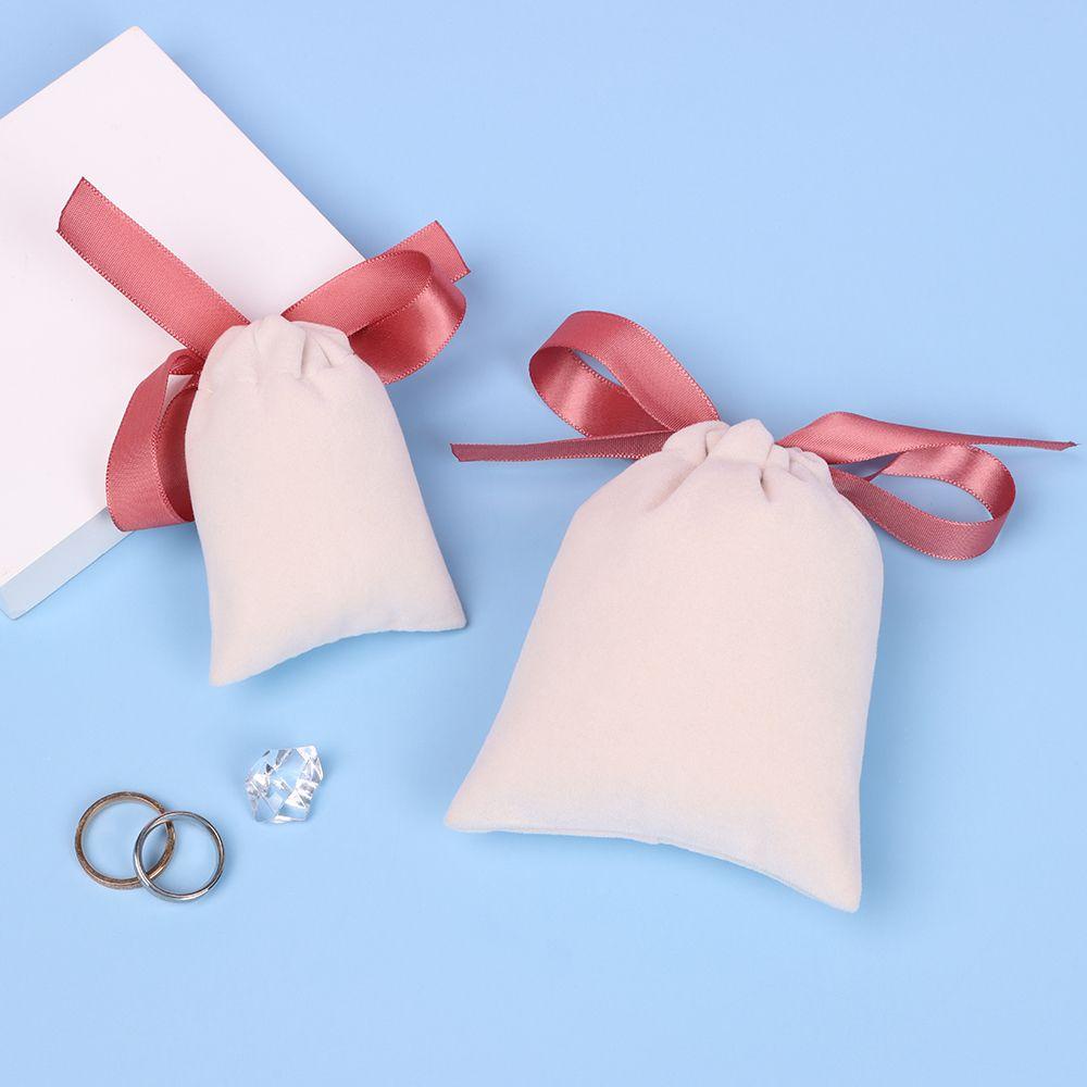 Túi Đựng Quà Vòng cổ Bằng Vải Flannel Phối Ruy Băng Thời Trang