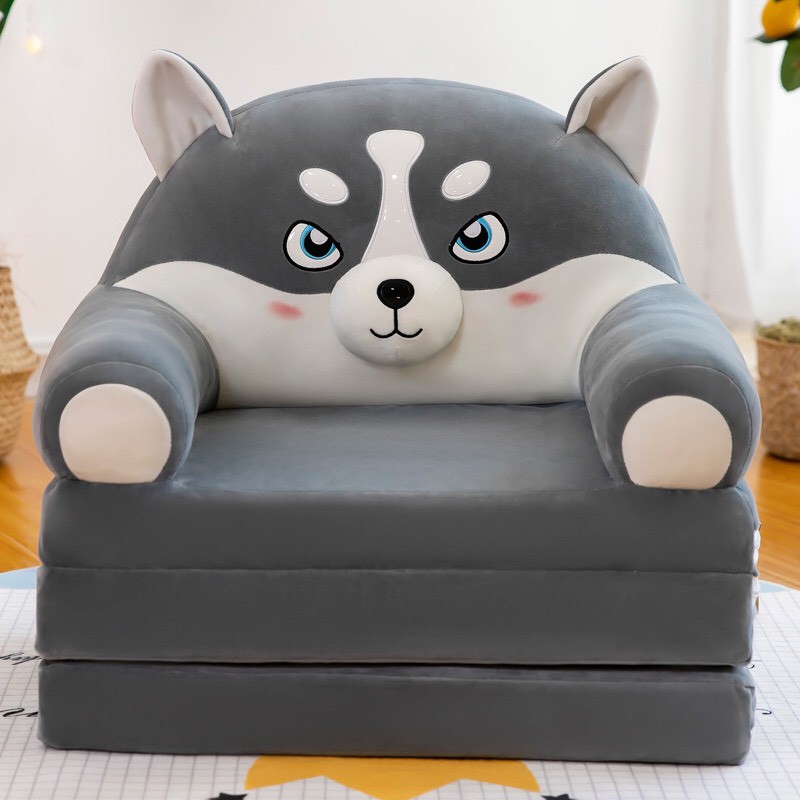 SOFA GIƯỜNG - GHẾ LƯỜI BÔNG HÌNH THÚ CHO BÉ - CHÓ HUSKY