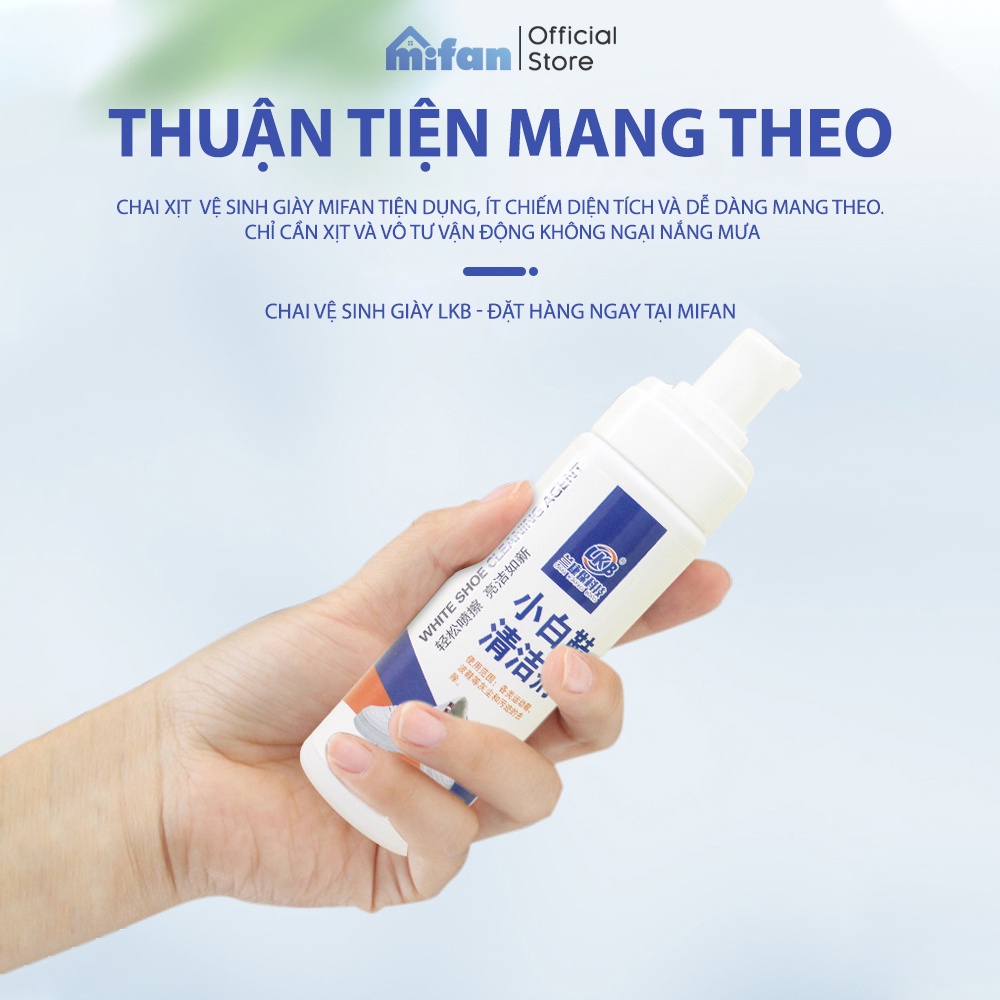 Chai Xịt Vệ Sinh Giày Cao Cấp LKB 200ml - Bình Xịt Bọt Làm Sạch, Làm Trắng Giày Dép Siêu Tốc - MIFAN HÀNG CHÍNH HÃNG