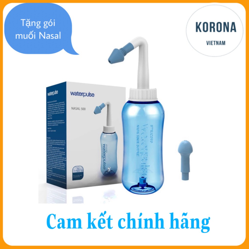 Bình rửa mũi cho bé và người lớn Waterpulse 500ml thông sạch mũi, ngừa viêm mũi viêm xoang chính hãng kèm quà