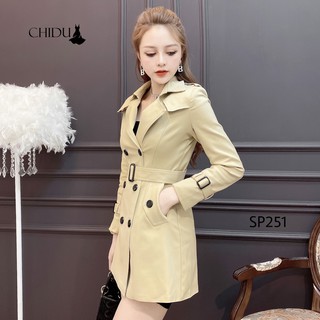 CHIDU Áo khoác cổ vest kèm đai sang trọng SP251