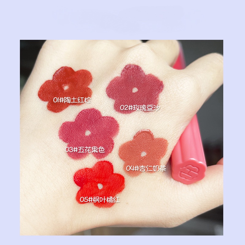 [Hàng mới về] Son kem lì HUAXIXI dưỡng ẩm chống dính cốc lâu trôi thiết kế hình bông hoa xinh xắn hợp thời trang