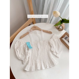Áo trễ vai chun nơ cổ