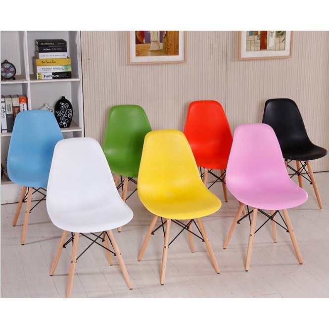 Ghế Nhựa Chân Gỗ Eames, Ghế Quán Cafe, Ghế Decor Ngồi Làm Việc