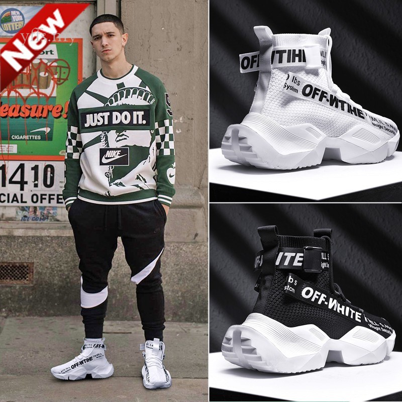 Giày thể thao nam cổ cao phong cách Off-White cá tính | BigBuy360 - bigbuy360.vn