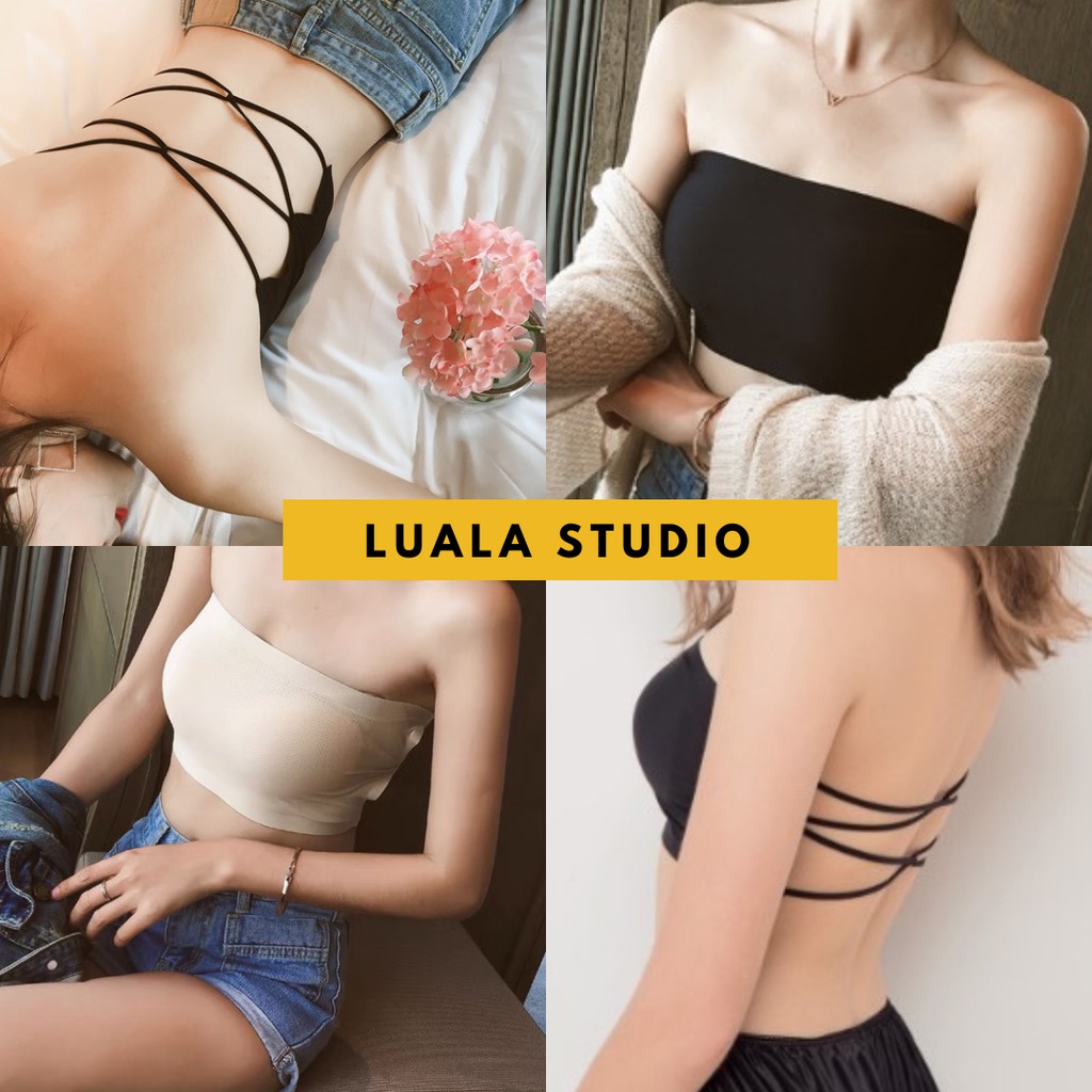 [BRALETTE CHUYÊN DỤNG] Áo lót su dạng ống đan chéo lưng, có mút không gọng