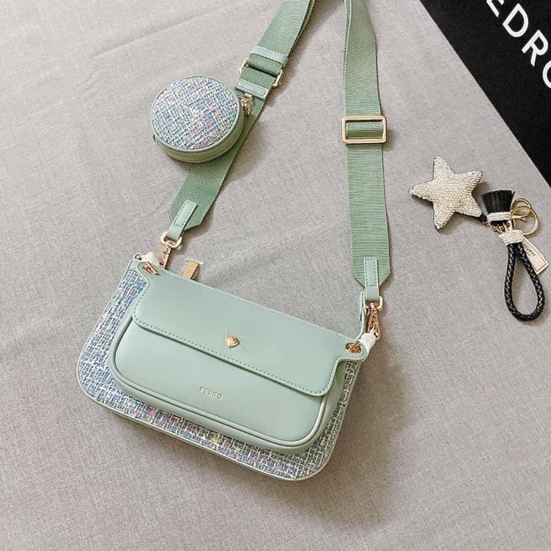 Túi nữ đeo chéo set 3 món vải dạ