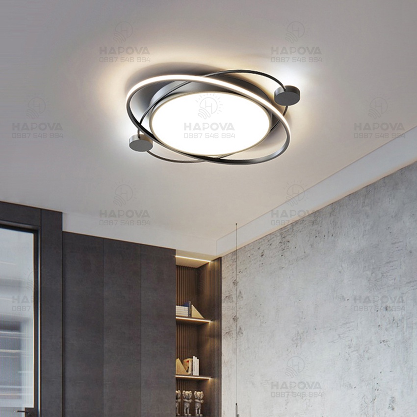 Đèn ốp trần phòng khách 3 chế độ ánh sáng HAPOVA PESER 1014 + Tặng kèm khiển