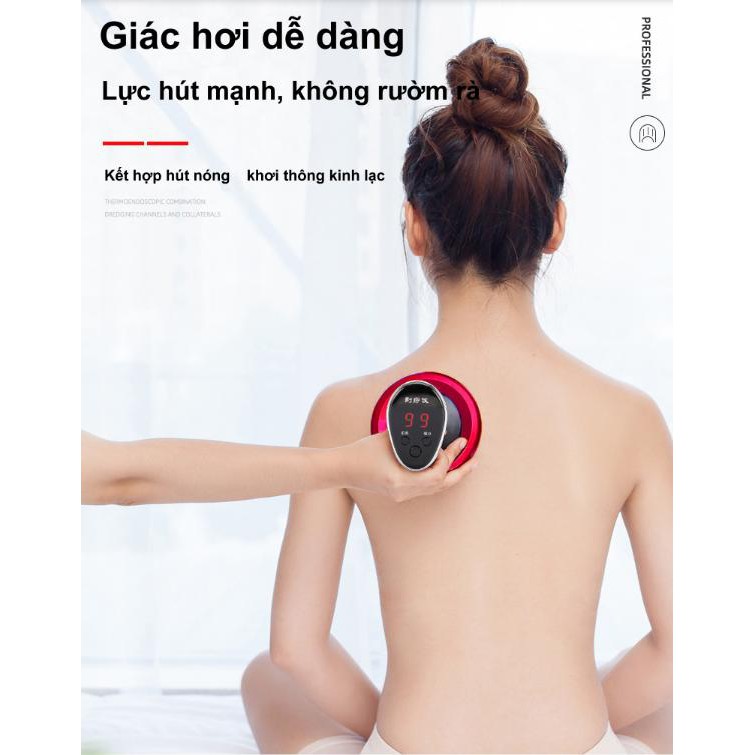 Máy cạo gió massage điện gia dụng 6 nấc, Led Hồng Ngoại (mẫu sạc pin) - Home and Garden