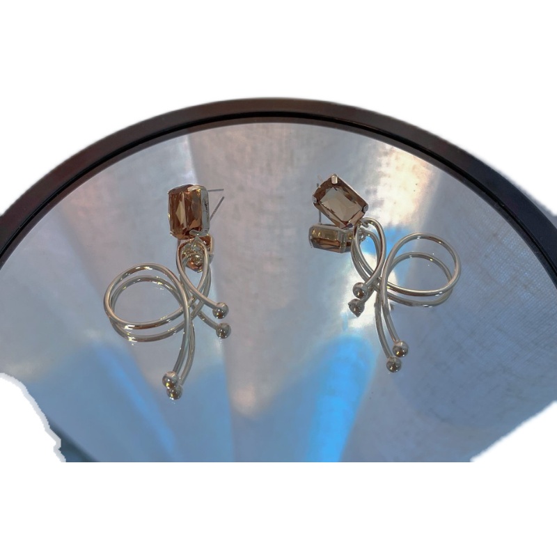 Khuyên Tai Tua Rua Dáng Dài Đính Đá Zircon Màu Hổ Phách Tự Nhiên Phong Cách Hàn Quốc Ngọt Ngào